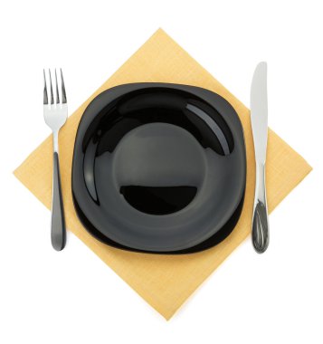 plaka, bıçak ve çatal beyaz