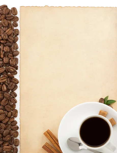 Kopje koffie en perkament — Stockfoto