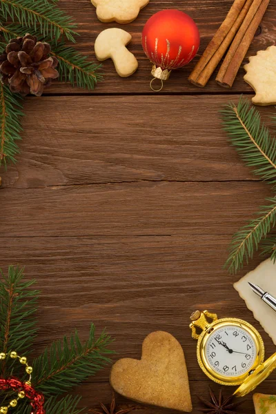 Christmas decoration on wood — Stock Photo, Image