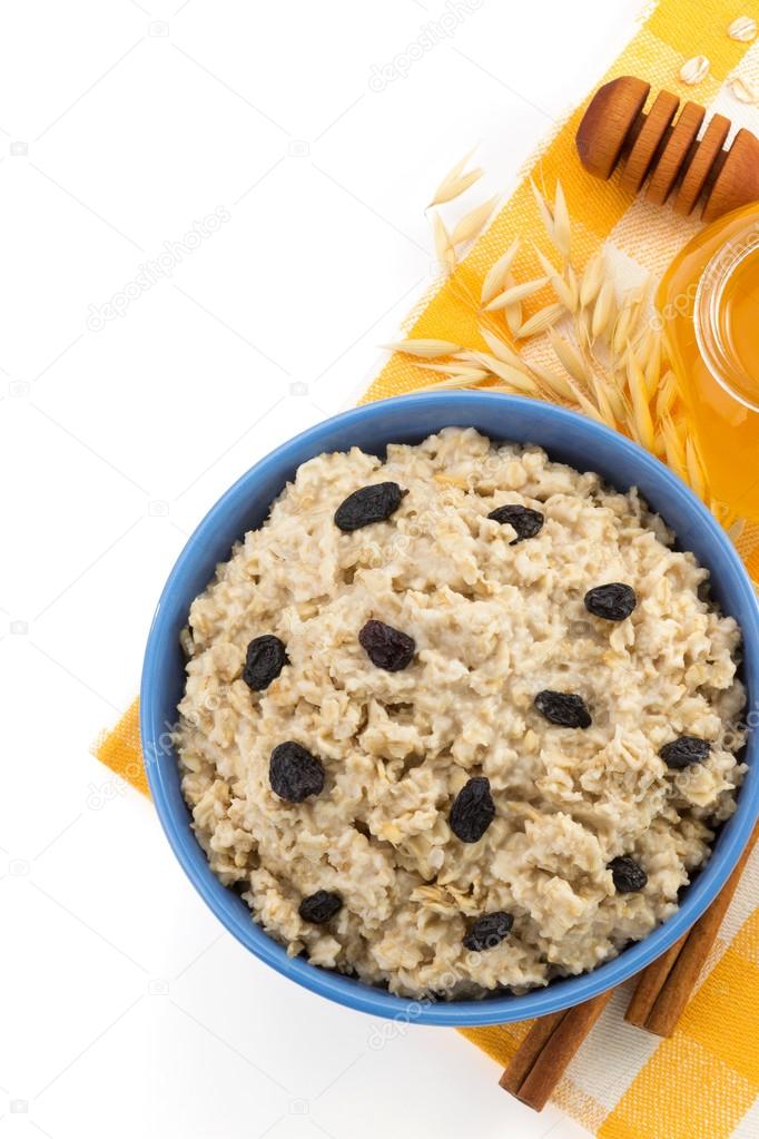 Plate of oatmeal isolated