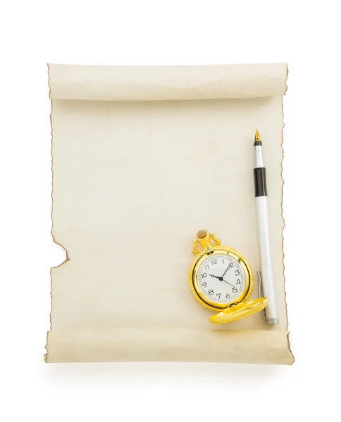 Parchment scroll on white — Stock Photo, Image