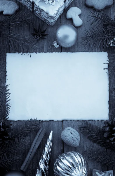 Noel dekorasyon ahşap üzerine — Stok fotoğraf