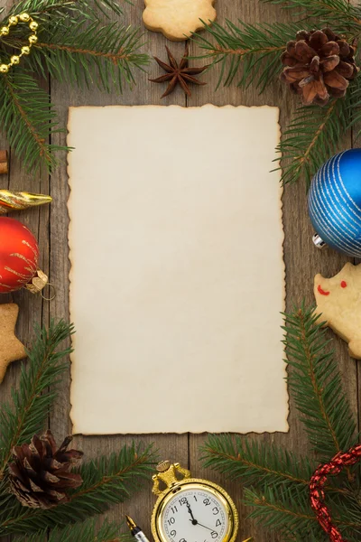 Noel dekorasyon ahşap üzerine — Stok fotoğraf