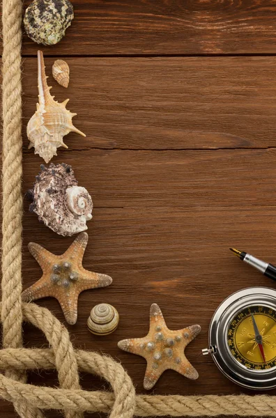 Sea concept on wood — Stock Photo, Image