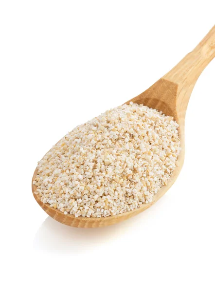 Barley in spoon on white — Stock Photo, Image