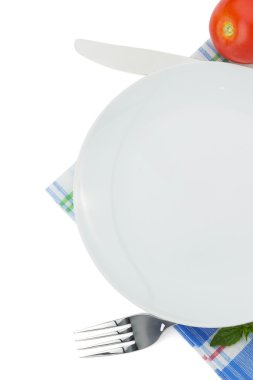 plaka, bıçak ve çatal beyaz