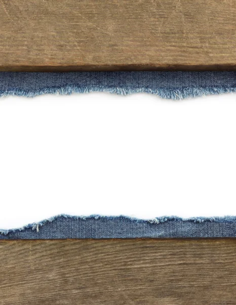 Blauwe jean en houtstructuur — Stockfoto