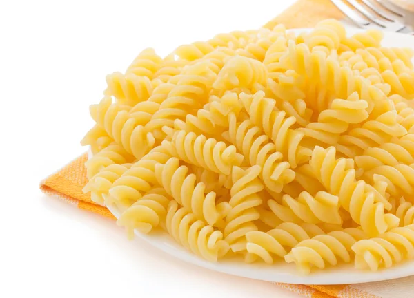 Pasta in plate on white — Stock Photo, Image