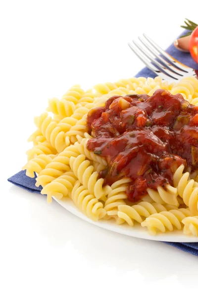 Nudeln und Tomatensauce — Stockfoto