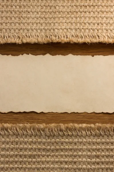 Hessian säckväv och papper — Stockfoto