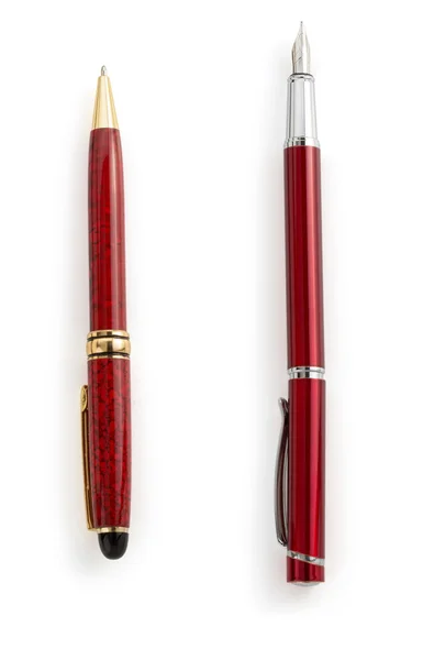 Rode pen op wit — Stockfoto