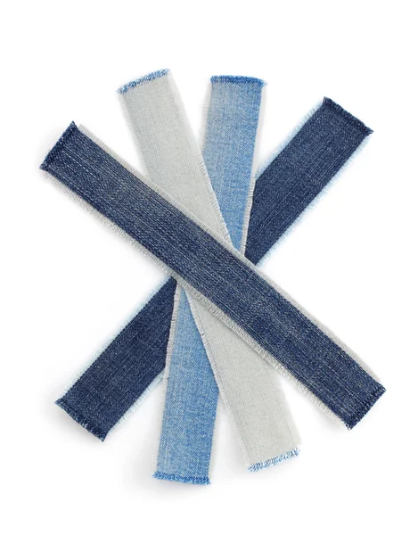 Jeans texture blu su bianco — Foto Stock