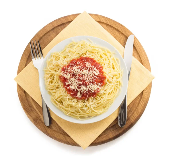 Pasta Spaghetti auf weißem Hintergrund — Stockfoto