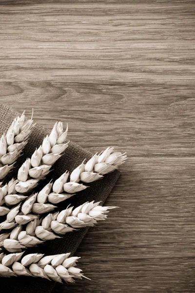 Spighe di grano su legno — Foto Stock