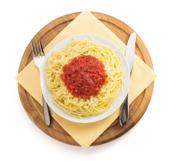 Pasta Spaghetti auf weißem Hintergrund — Stockfoto