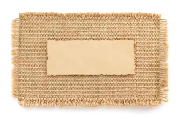 Saque hessiano burlap e papel — Fotografia de Stock