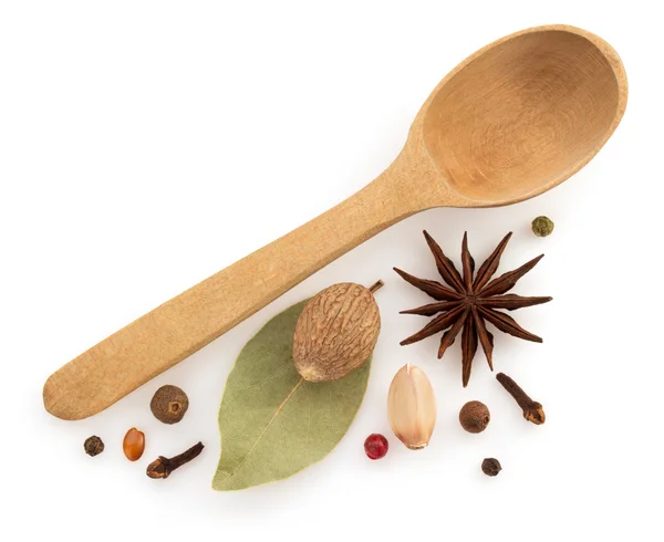 Herbs and spices on white — Stock Photo, Image