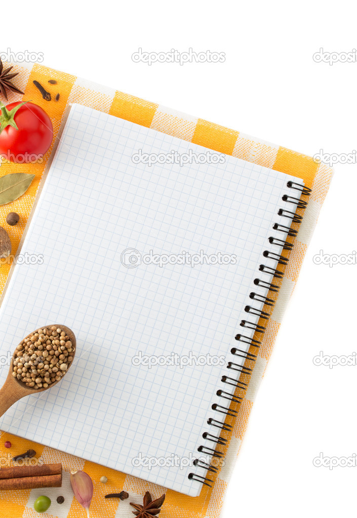 food ingredients and recipe book 