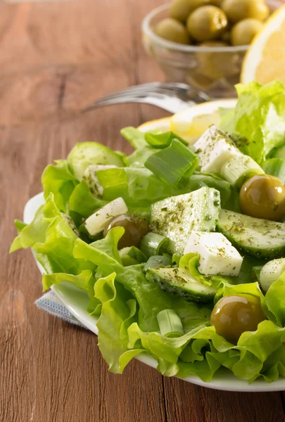 Insalata greca in piatto — Foto Stock