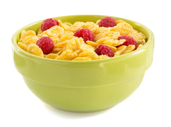 Corn cereals and raspberry — Stock Photo, Image