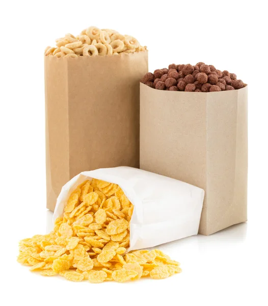 Mistura de milho de cereais em saco de papel — Fotografia de Stock