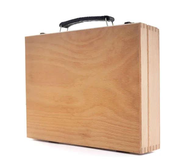 在白色背景上隔离的木盒 木箱或工具箱 — 图库照片