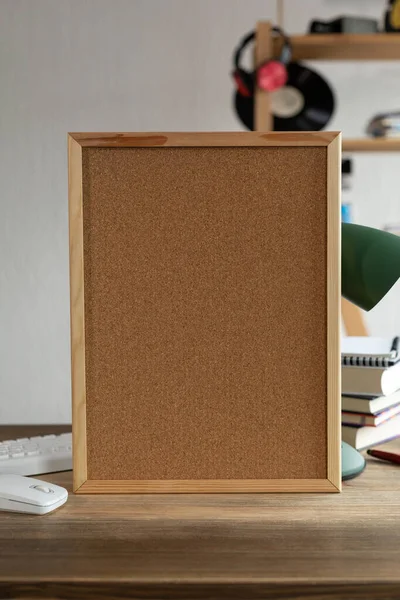 Cork Board Frame Background Table Office Student Home Workplace — Stock Photo, Image