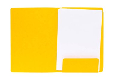 Kağıt dizini ve boş sayfa beyaz arkaplanda izole edildi