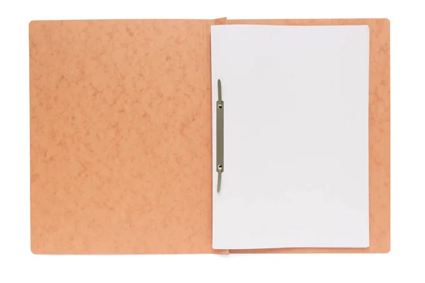 Papírová Složka Prázdný List Izolované Bílém Pozadí — Stock fotografie