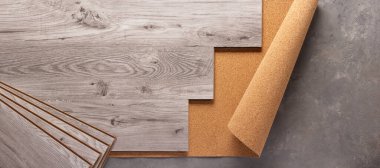 Mantar arkaplan dokusunda ahşap döşeme. Ahşap kaplama döşeme ve tıpa kopyalama alanı