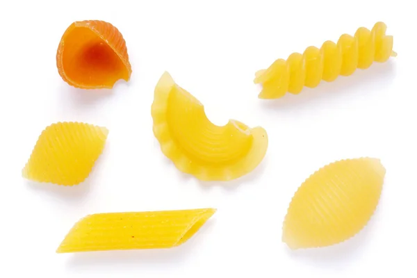 Pasta Collection Food Isolated White Background Raw Pasta Assortment Italian — Stock Photo, Image