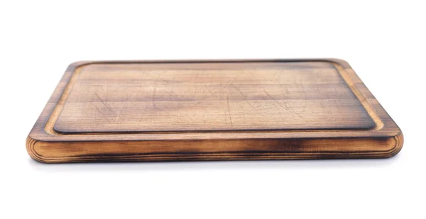 Deska Cięcia Drewna Izolowana Białym Tle Deska Pizzy Drewnianej — Zdjęcie stockowe