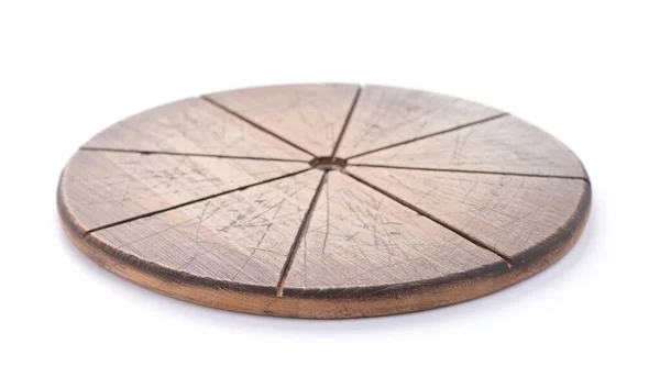 Holzschneidebrett Isoliert Auf Weißem Hintergrund Pizzaschachtel Aus Holz — Stockfoto