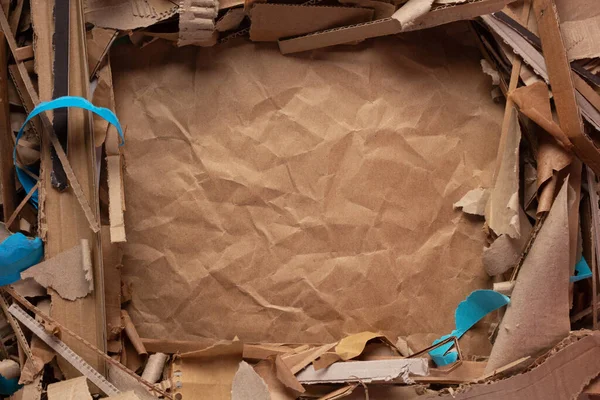 Afvalpapier Als Achtergrondtextuur Recyclingconcept Bruine Kartonnen Hoop — Stockfoto