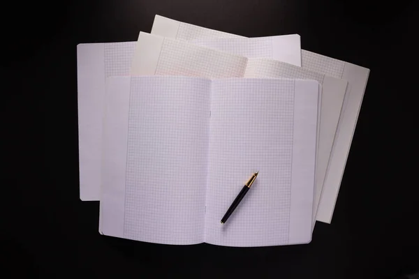 Paper Notebook Notepad Black Background Texture Creative Idea Concept — Fotografia de Stock