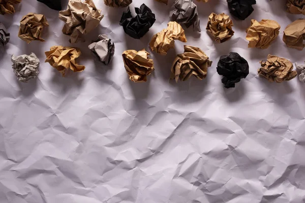 Crumpled Paper Balls White Folded Background Texture Inspiration Creative Idea — Stock Photo, Image