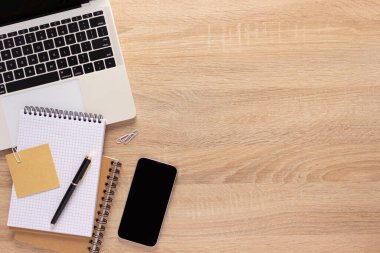 Education supplies and office stationary at table background texture. Business or school concept idea