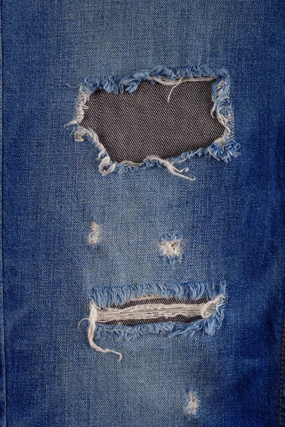Torn Jeans Denim Background Texture Blue Jeans Fabric Material Surface — 图库照片