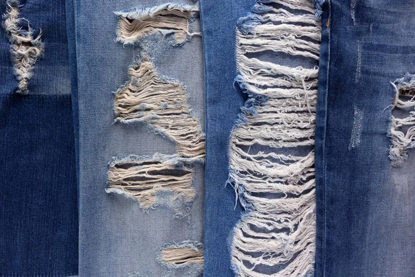 Torn Jeans Denim Background Texture Blue Jeans Fabric Material — Fotografia de Stock