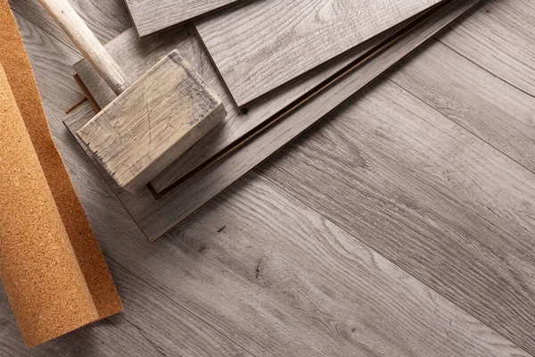 Wood Laminate Background Floor Texture Wooden Laminate Heap Top View — ストック写真