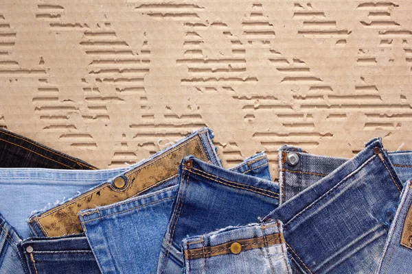 Blue Jeans Pocket Denim Paper Background Texture Jeans Fabric Material — Foto Stock