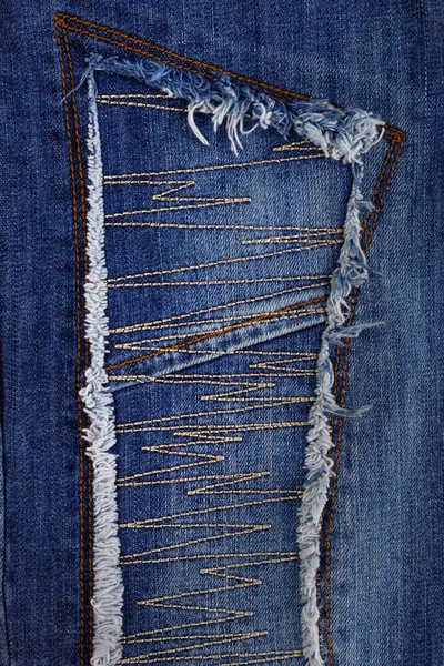 Torn Jeans Denim Background Texture Blue Jeans Fabric Material Surface — Foto de Stock