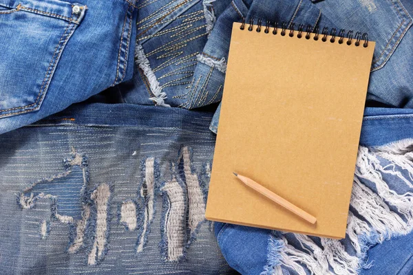 Torn Jeans Denim Background Texture Blue Jeans Material Surface — Fotografia de Stock