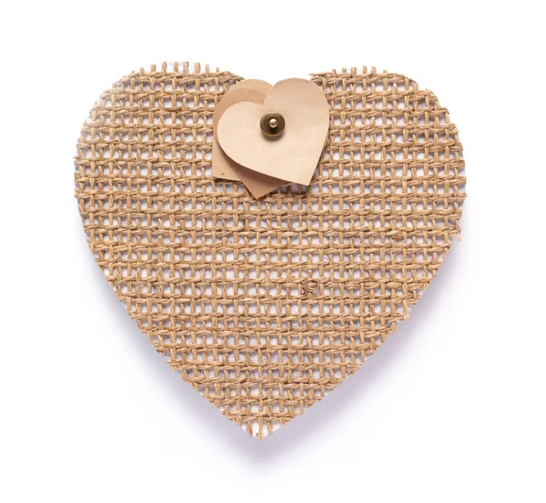 Paper Hessian Heart Isolated White Background — Foto Stock