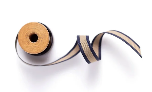 Spool Ribbon Isolated White Background Top View Sewing Ribbon Roll — kuvapankkivalokuva