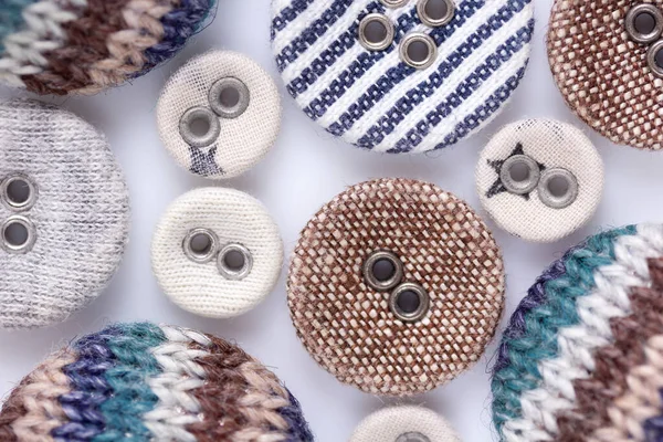 Button White Background Fabric Buttons Collection Closeup — ストック写真