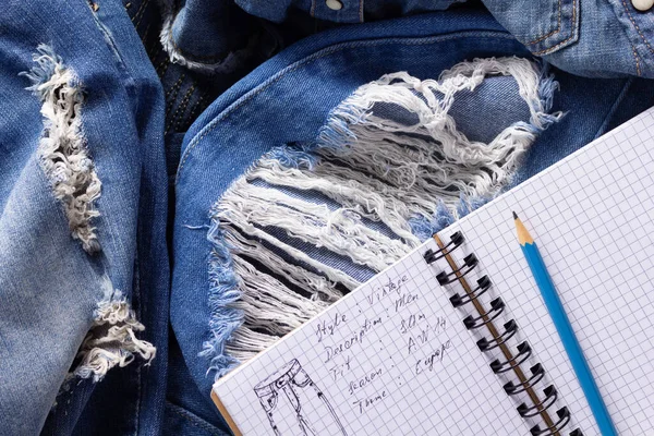 Jeans Vaqueros Bocetos Dibujo Diseño Tejanos Azules Como Textura Fondo —  Fotos de Stock