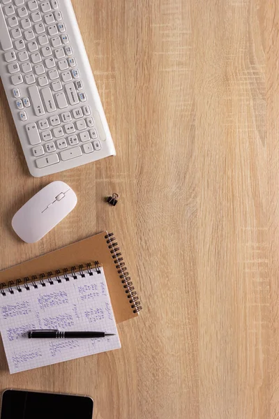 Bedrijfsboekhouding Werkplek Stationaire Benodigdheden Aan Bureau Tafel Achtergrond Financieel Budget — Stockfoto