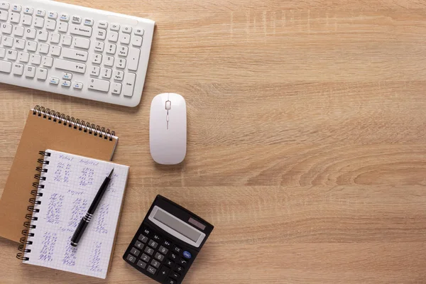 Contabilidad Empresarial Lugar Trabajo Suministros Fijos Fondo Mesa Escritorio Presupuesto Fotos De Stock