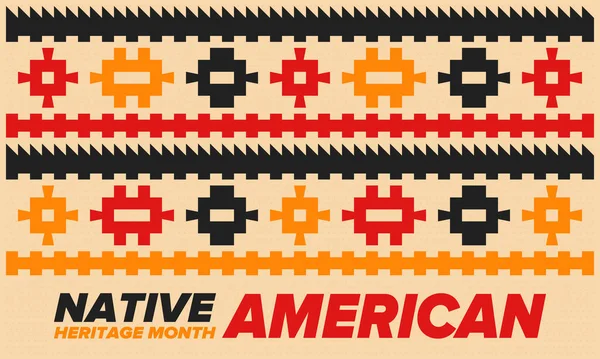 Native American Heritage Maand November Amerikaanse Indiaanse Cultuur Vier Jaarlijks — Stockvector